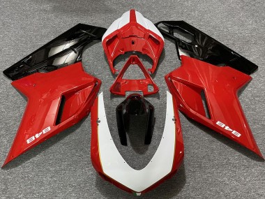 2007-2014 White Red Glossy Black Ducati 848 Motorcycle Fairings