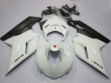 2007-2014 Pearl White Matte Black Ducati 848 Motorcycle Fairings