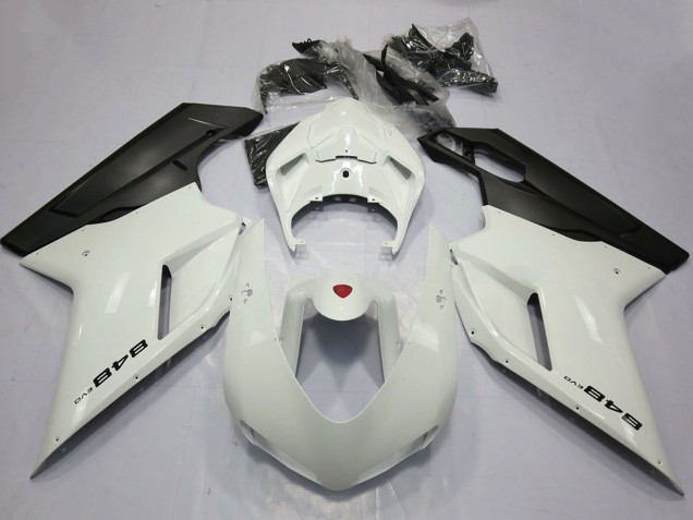 2007-2014 Pearl White Matte Black Ducati 848 Motorcycle Fairings