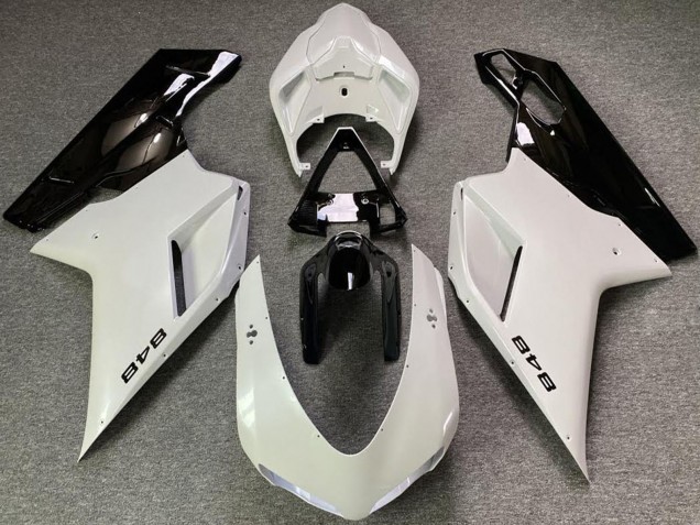2007-2014 Pearl White Glossy Black Ducati 848 Motorcycle Fairings