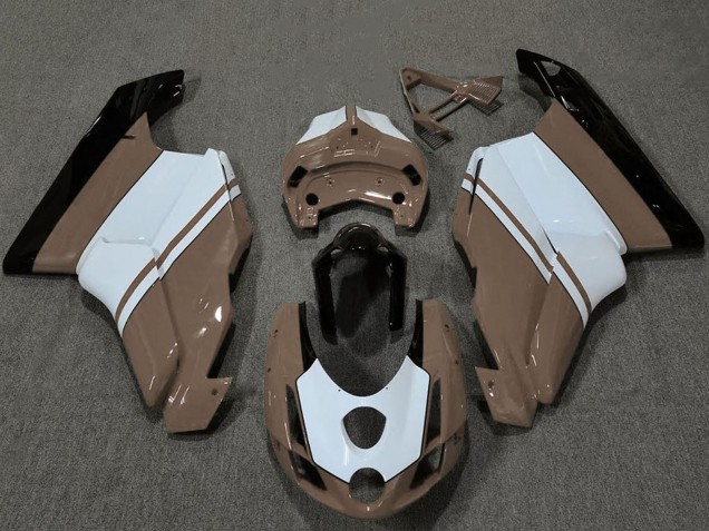2003-2004 White Brown Glossy Black Ducati 749 999 Motorcycle Fairings