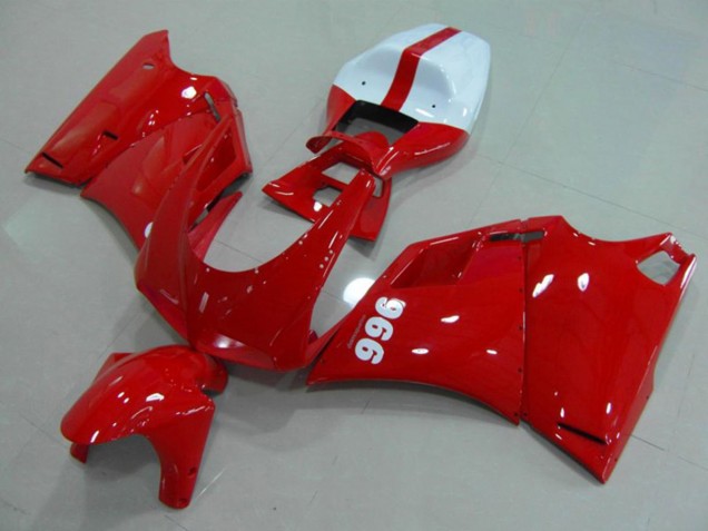 1993-2005 Glossy Red White Ducati 996 Motorcycle Fairings