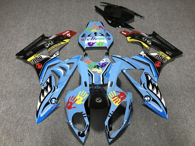 2009-2014 Light Blue Black Shark Hands BMW S1000RR Motorcycle Fairings