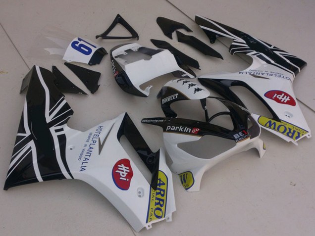 2006-2008 White Glossy Black with Flag Triumph Daytona 675 Motorcycle Fairings