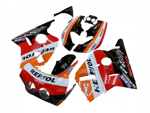 1987-1989 Orange White Red Glossy Black Repsol HRC Honda CBR400RR NC23 Motorcycle Fairings
