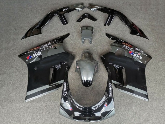 1989-1990 Glossy Black Grey Elf Touch4 Bridgestone Kawasaki ZXR250 Motorcycle Fairings