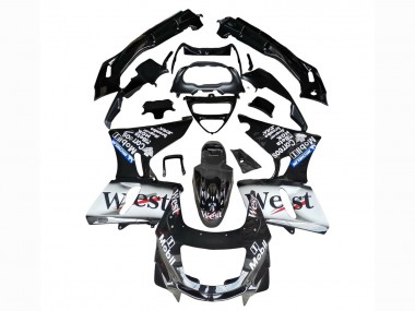 1993-2007 Glossy Black White West Kawasaki ZZR400 Motorcycle Fairings