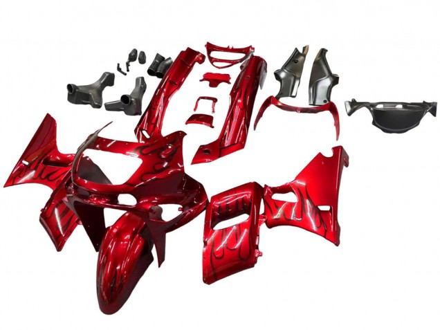 1993-2007 Red Black Flame Kawasaki ZZR400 Motorcycle Fairings