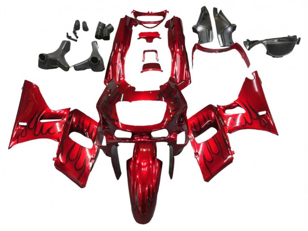 1993-2007 Red Black Flame Kawasaki ZZR400 Motorcycle Fairings