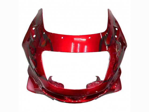 1998-2003 Red with Black Flame Kawasaki ZZR600 Motorcycle Fairings