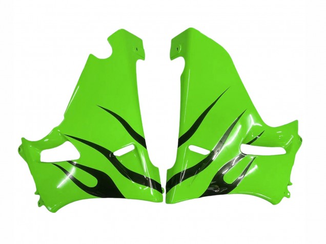 1993-2007 Green Glossy Black Flame Kawasaki ZZR400 Motorcycle Fairings