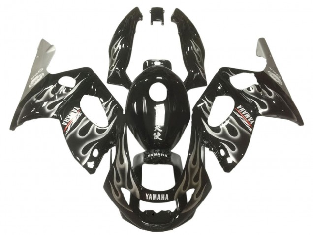 1996-2007 Glossy Black Silver Flame Yamaha YZF600R Thundercat Motorcycle Fairings