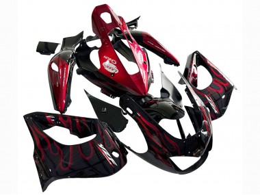 1997-2007 Black with Red Flame Yamaha YZF 1000R Thunderace Motorcycle Fairing Kits