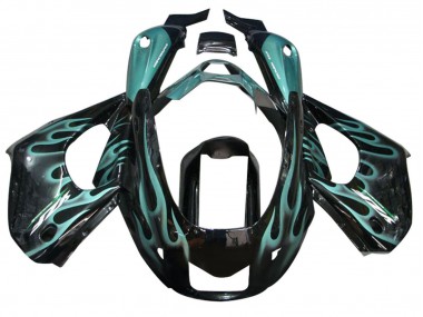 1997-2007 Glossy Black with Blue Flame Yamaha YZF 1000R Thunderace Motorcycle Fairings