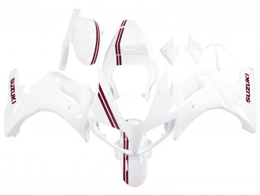 2003-2013 White with Dark Red Lines Suzuki SV650 Motorcycle Fairings