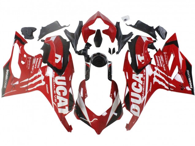 2020-2024 Red Glossy Black Monster Corse Ducati Panigale V2 Motorcycle Fairings