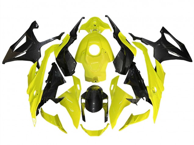 2023-2024 Yellow Black Carbon Fiber BMW S1000RR Motorcycle Fairings