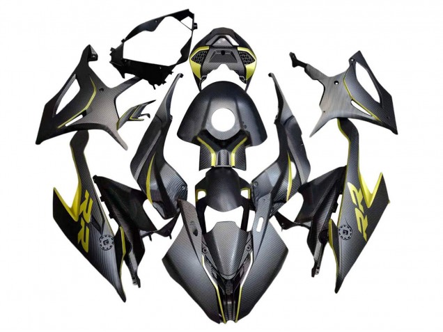 2019-2022 Black Yellow Carbon Fiber BMW S1000RR Motorcycle Fairings
