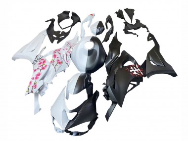 2023-2025 Black White with Flower Kawasaki ZX6R Motorcycle Fairings