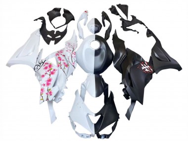 2023-2025 Black White with Flower Kawasaki ZX6R Motorcycle Fairings