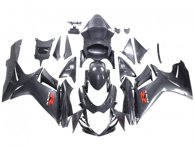 2011-2024 Black Carbon Fiber Red Suzuki GSXR 600 / GSXR 750 Motorcycle Fairings