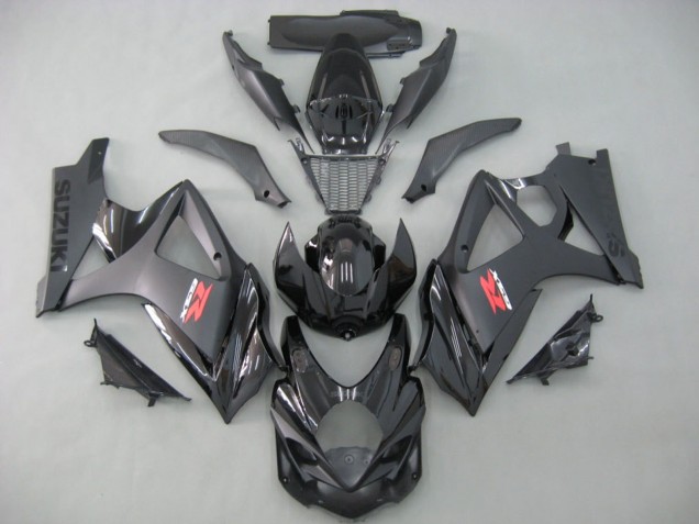2007-2008 Matte Black Glossy Black Suzuki GSXR 1000 Motorcycle Fairings