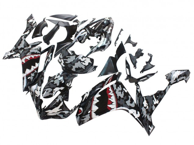 2007-2008 Grey White Camouflage Shark Yamaha YZF 1000 R1 Motorcycle Fairings