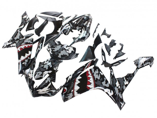 2007-2008 Grey White Camouflage Shark Yamaha YZF 1000 R1 Motorcycle Fairings