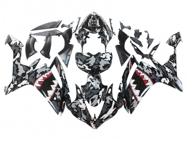 2007-2008 Grey White Camouflage Shark Yamaha YZF 1000 R1 Motorcycle Fairings