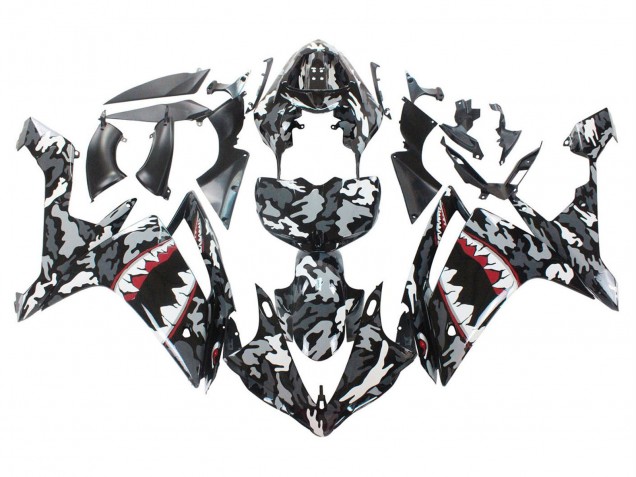 2007-2008 Grey White Camouflage Shark Yamaha YZF 1000 R1 Motorcycle Fairings