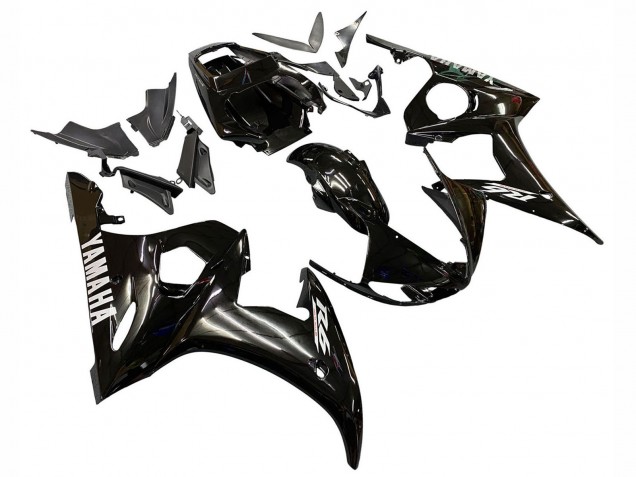 2003-2004 Glossy Black White Decals Yamaha YZF R6 Motorcycle Fairings