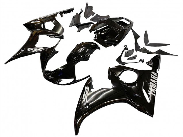 2003-2004 Glossy Black White Decals Yamaha YZF R6 Motorcycle Fairings