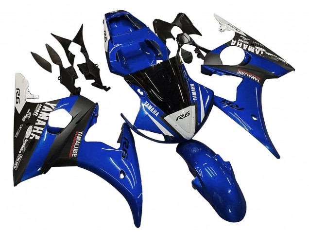 2003-2004 Blue White Glossy Black Yamalube Yamaha YZF R6 Motorcycle Fairings