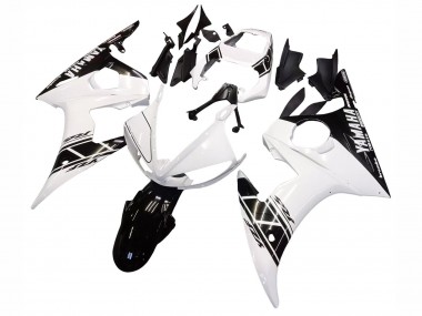 2003-2004 White Glossy Black Yamaha YZF R6 Motorcycle Fairing