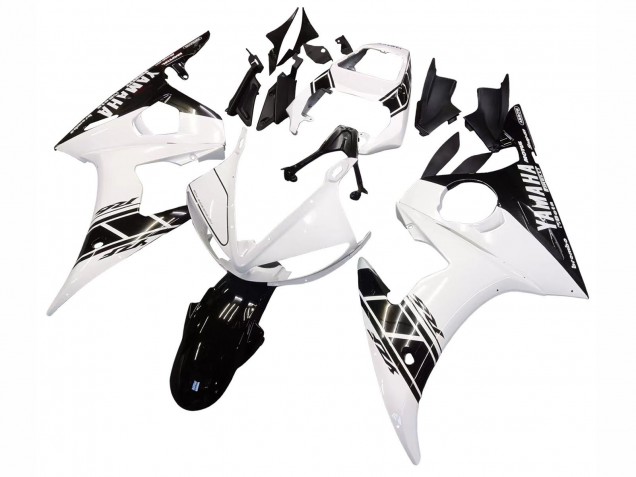 2003-2004 White Glossy Black Yamaha YZF R6 Motorcycle Fairing
