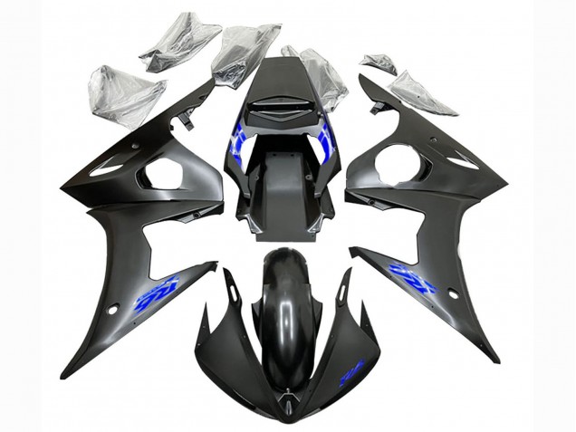 2003-2004 Matte Black Blue Yamaha YZF R6 Motorcycle Fairings