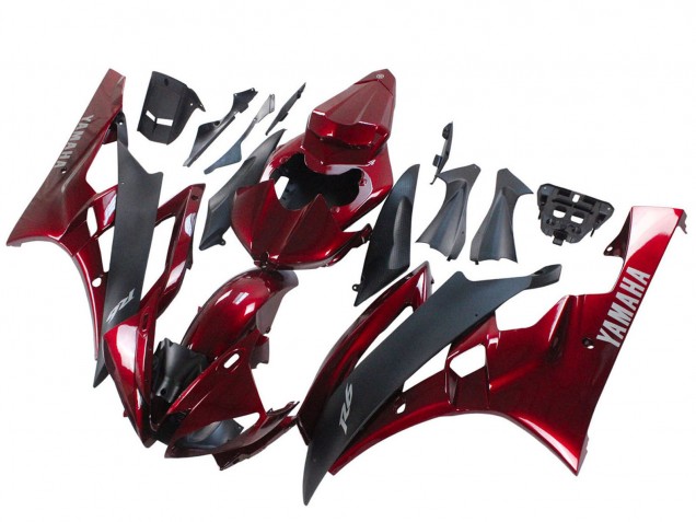2006-2007 Red Matte Black Yamaha YZF 600 R6 Motorcycle Fairing