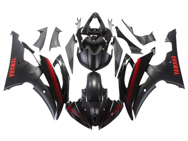 2008-2016 Glossy Black Matte Black Red Stripe Yamaha YZF 600 R6 Motorcycle Fairings