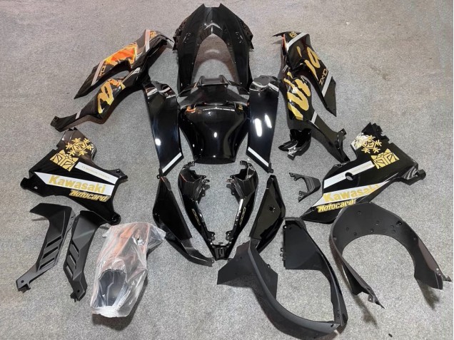 2021-2025 Glossy Black Gold Elf Snow Kawasaki ZX10R Motorcycle Fairings