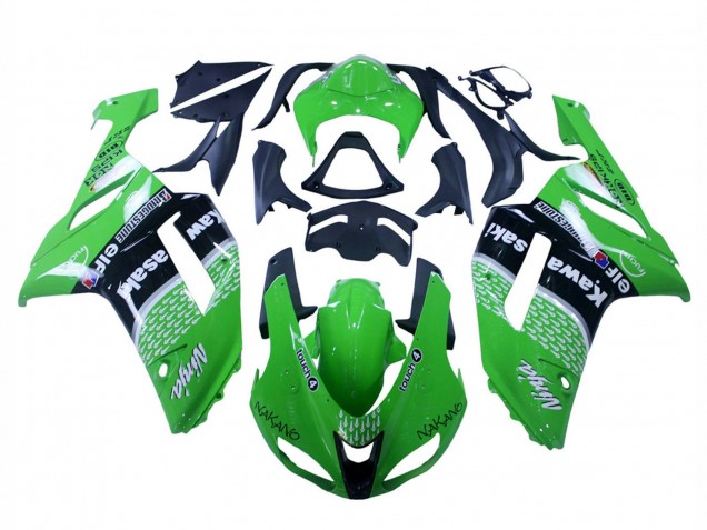 2007-2008 Green Black Ninja Kawasaki ZX6R Motorcycle Fairings