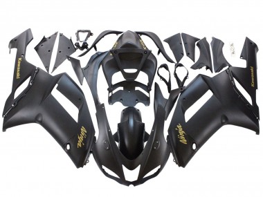 2007-2008 Matte Black with Yellow Logo Ninja Kawasaki ZX6R Motorcycle Fairings