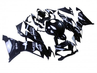 2019-2022 Glossy Black White Kawasaki ZX6R Motorcycle Fairings