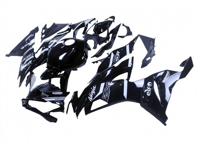2019-2022 Glossy Black White Kawasaki ZX6R Motorcycle Fairings