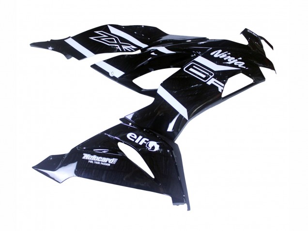 2019-2022 Glossy Black White Kawasaki ZX6R Motorcycle Fairings