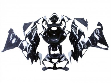 2019-2022 Glossy Black White Kawasaki ZX6R Motorcycle Fairings