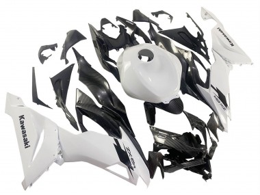 2019-2022 White Black Carbon Fiber Kawasaki ZX6R Motorcycle Fairings