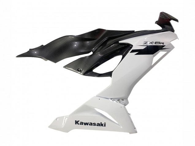 2019-2022 White Black Carbon Fiber Kawasaki ZX6R Motorcycle Fairings