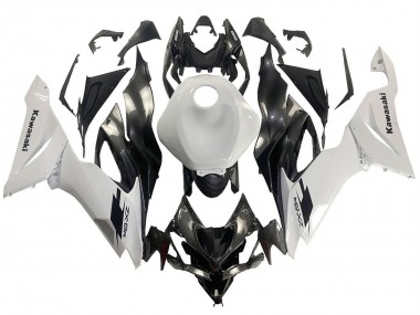 2019-2022 White Black Carbon Fiber Kawasaki ZX6R Motorcycle Fairings