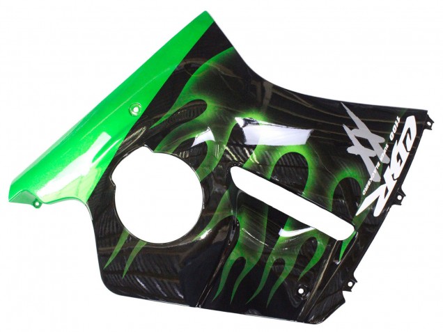 1996-2007 Glossy Black Green Flame Honda CBR1100XX Blackbird Motorcycle Fairing