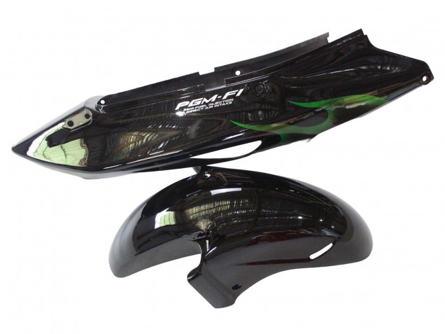 1996-2007 Glossy Black Green Flame Honda CBR1100XX Blackbird Motorcycle Fairing
